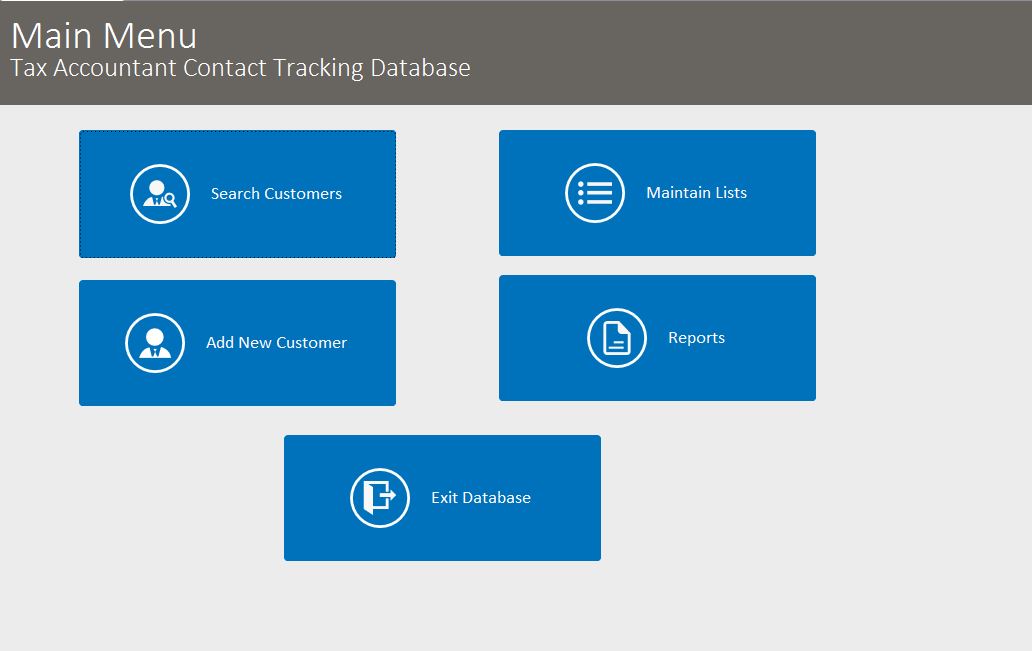 Tax Accountant Consultant Contact Tracking Template | Contact Database